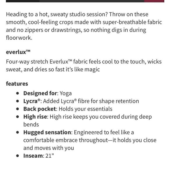 Lululemon Sweat & Repeat Crop 21" Size 4 - Picture 13 of 13